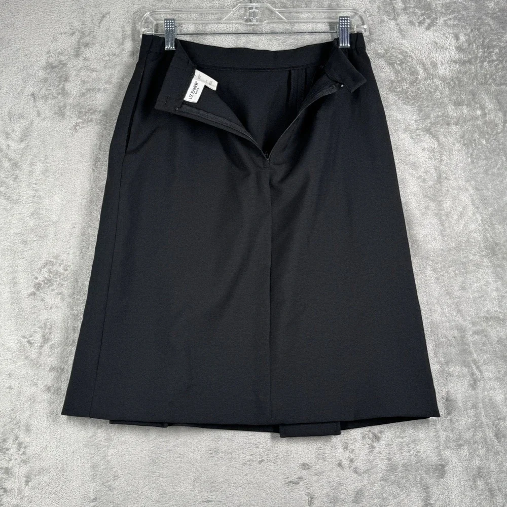 Liz Baker Skirt Black A-Line Pleated Career Office Wear Corpcore Size 4‎ Petite
